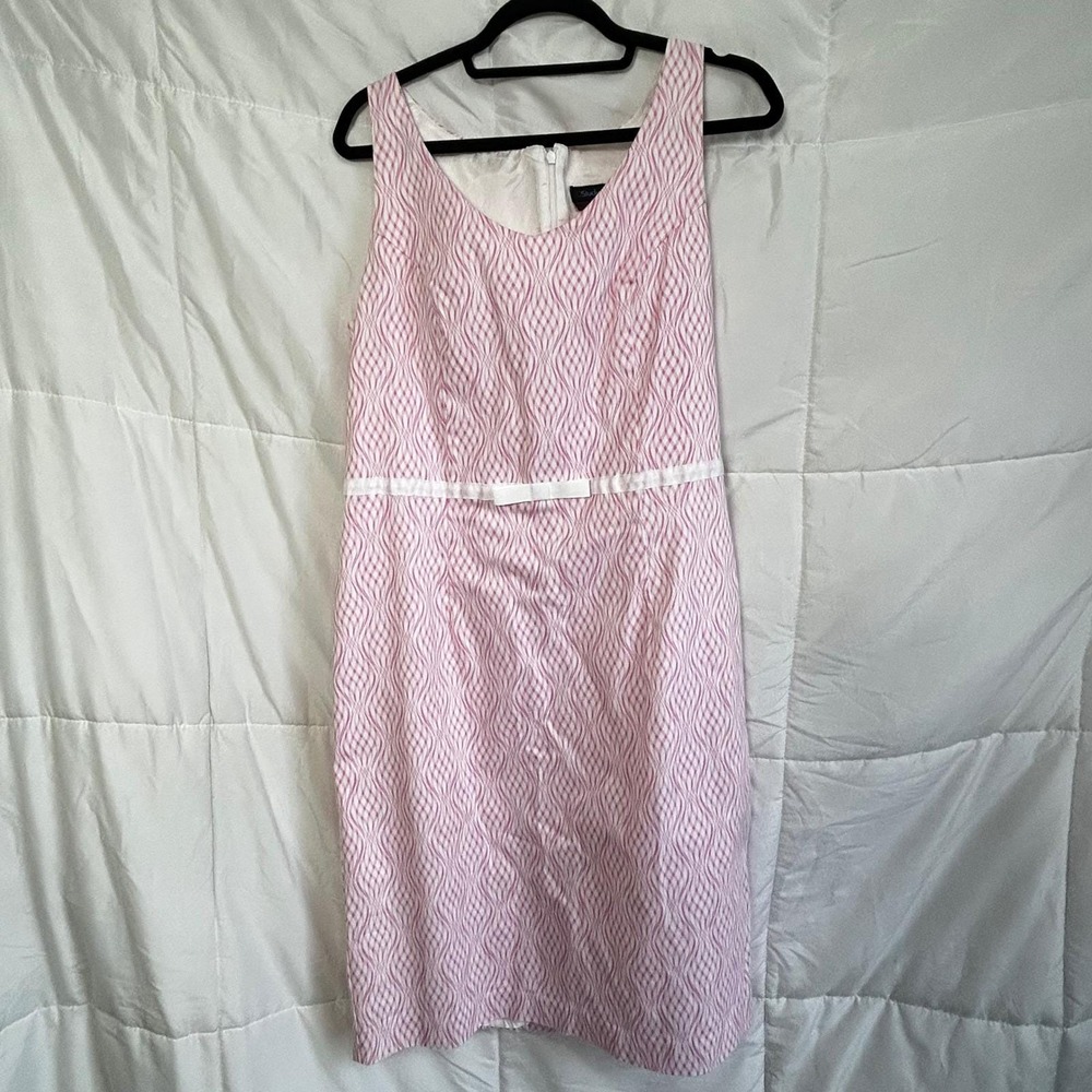 DStudio Pink White Geometric Pattern Sheath Dress Size 14